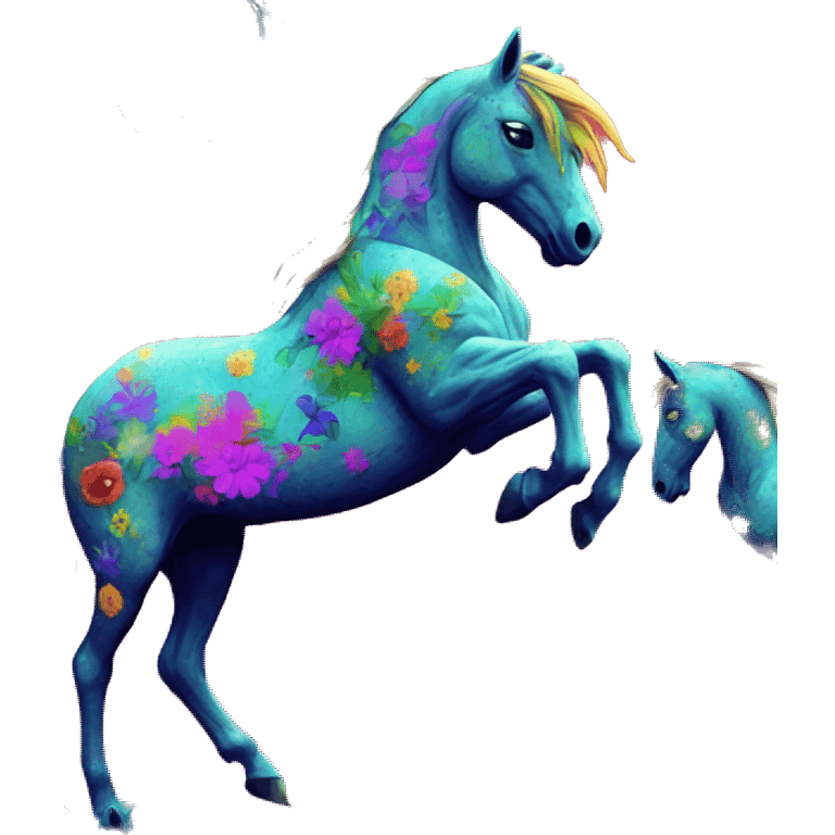 Graffiti Trippy patchwork Zombie Pegasus unicorn psychedelic flowers floral groovy art neon rave raving emoji