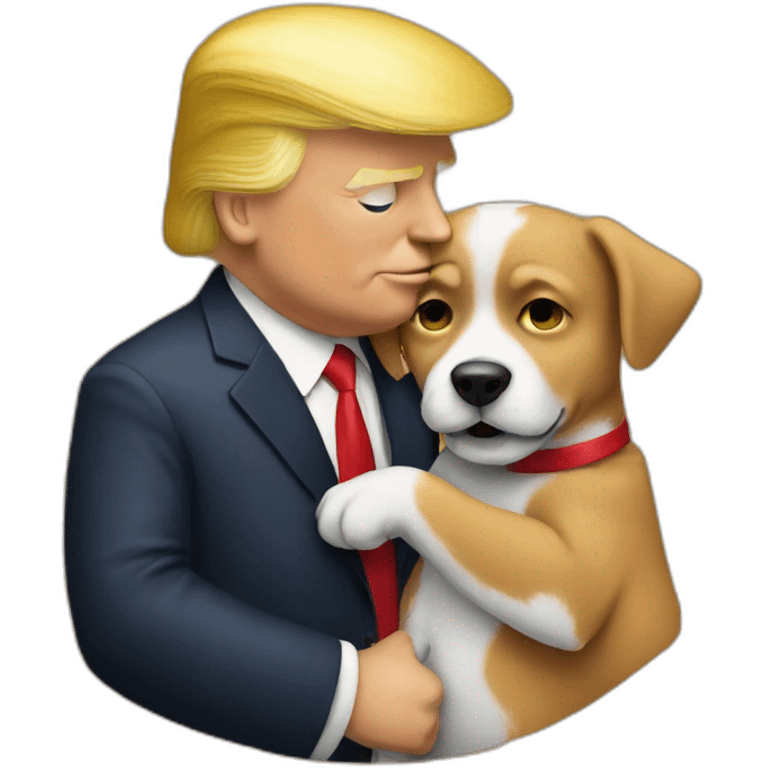 trump kissing a dog emoji