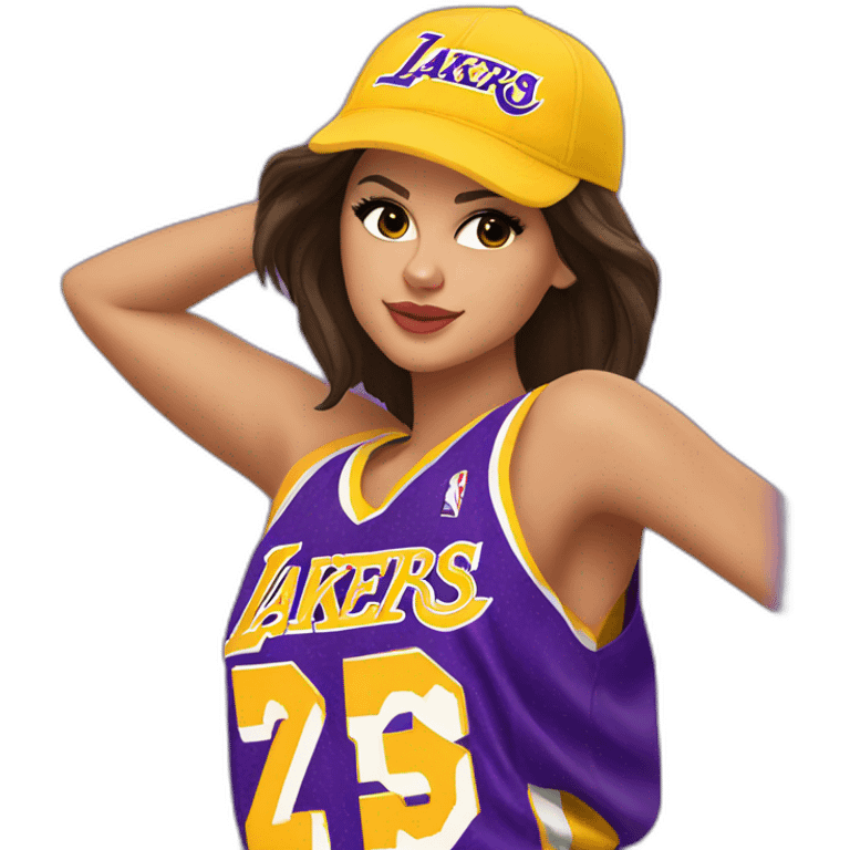 selena gomez in yellow lakers jersey emoji