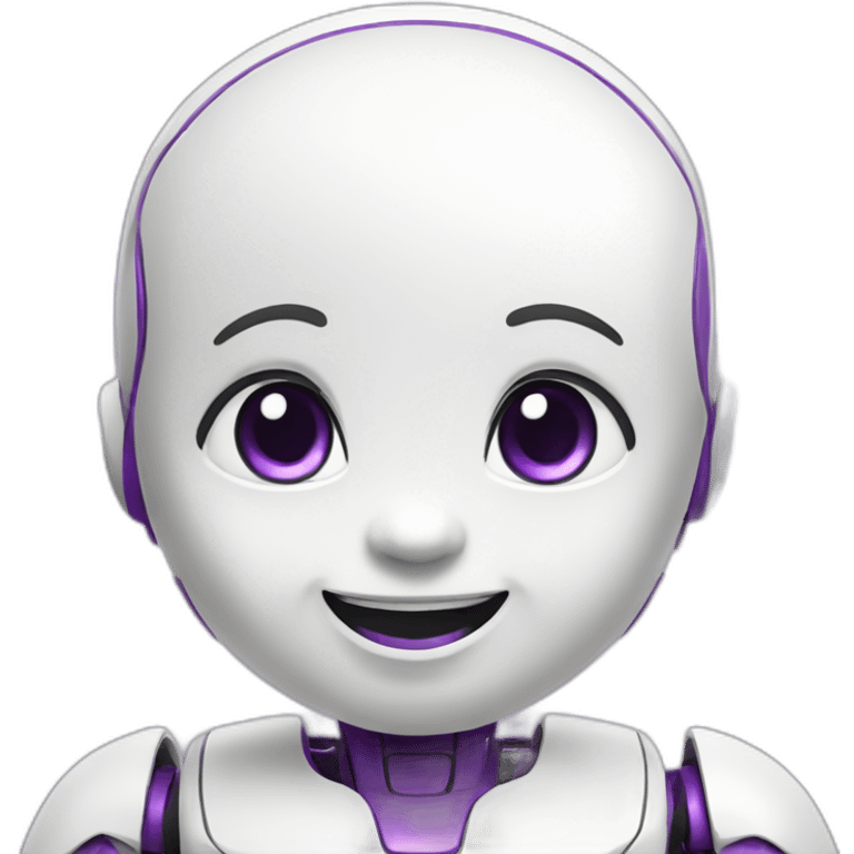 happy baby robot white purple emoji