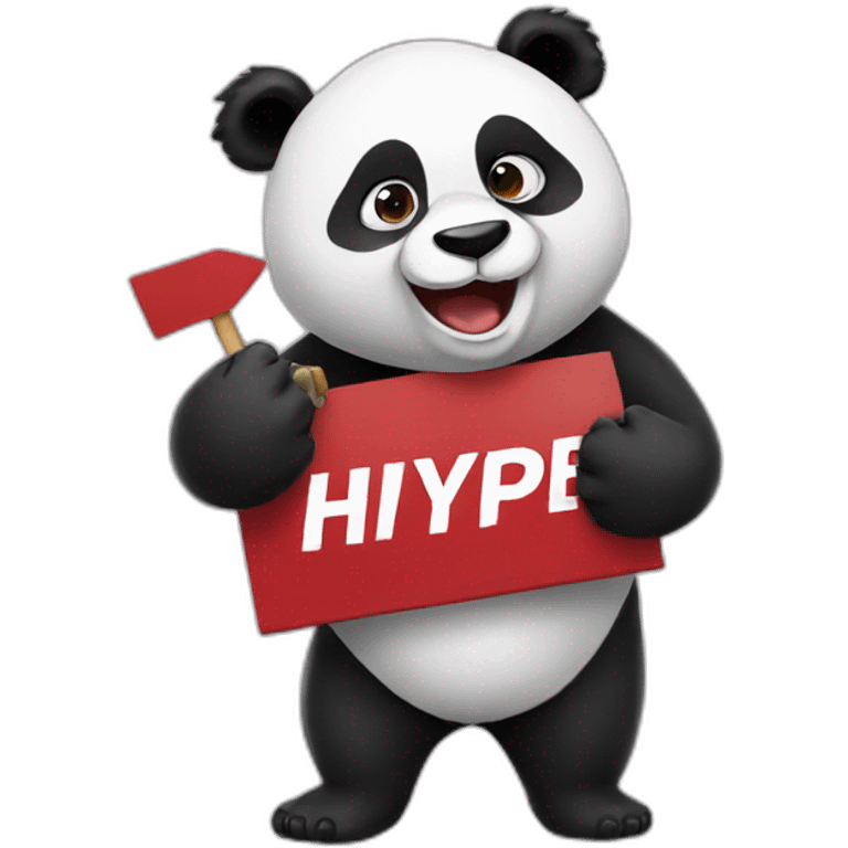 Panda holding a sign that says hype emoji