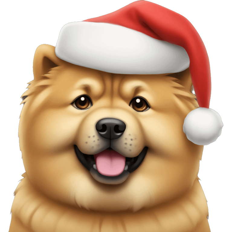 Chow chow wearing a Santa hat emoji