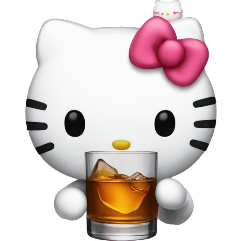 Hello Kitty drinking whiskey emoji