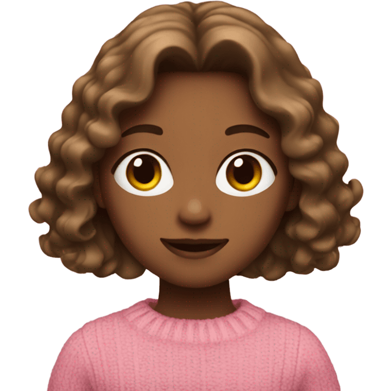 A girl with wavy slightly brown hair in a pink sweater emoji