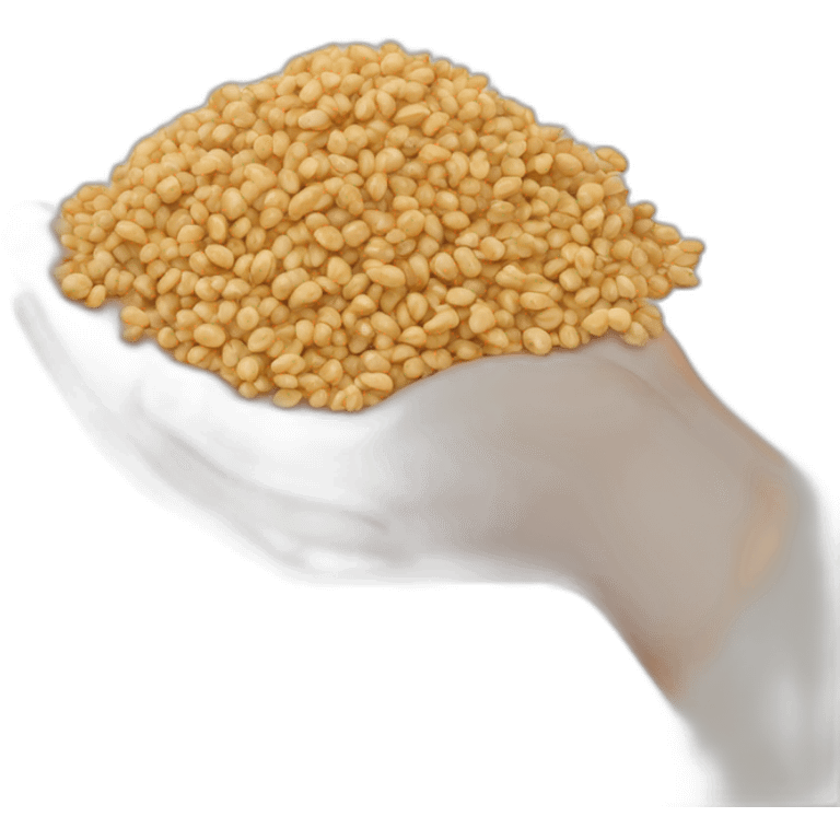 hands hold out a handful of buckwheat kernels emoji