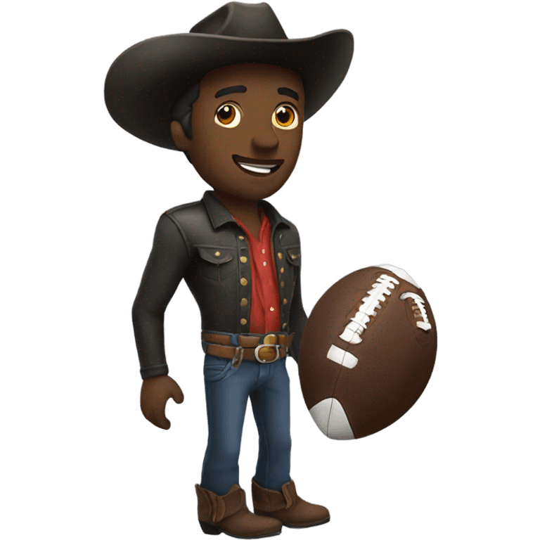 Black Cowboy holding a football emoji