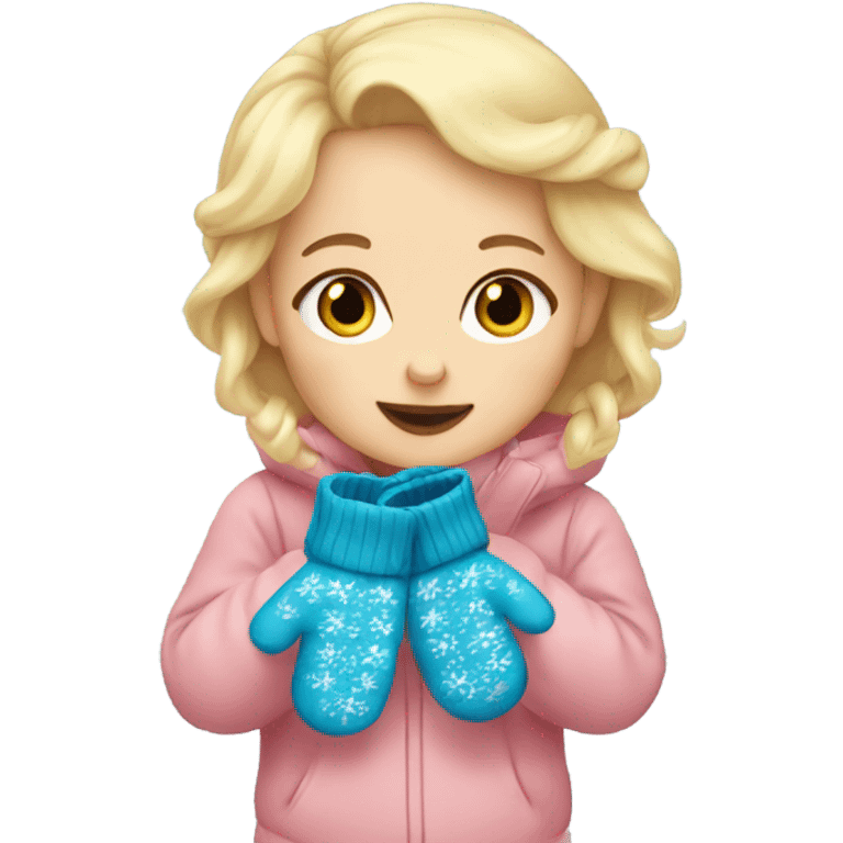 blonde baby wearing mittens emoji