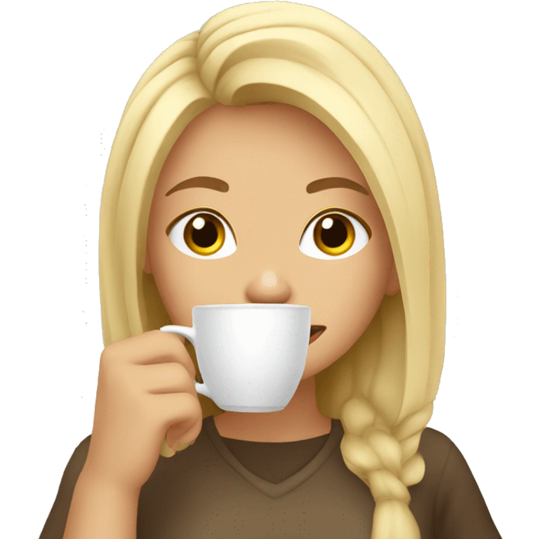 Blonde girl drinking coffee emoji