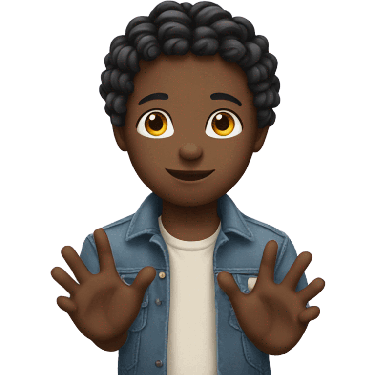 Black boy with braids using hands to make a heart emoji