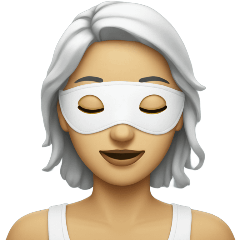 Woman with a sleeping mask smiles  emoji