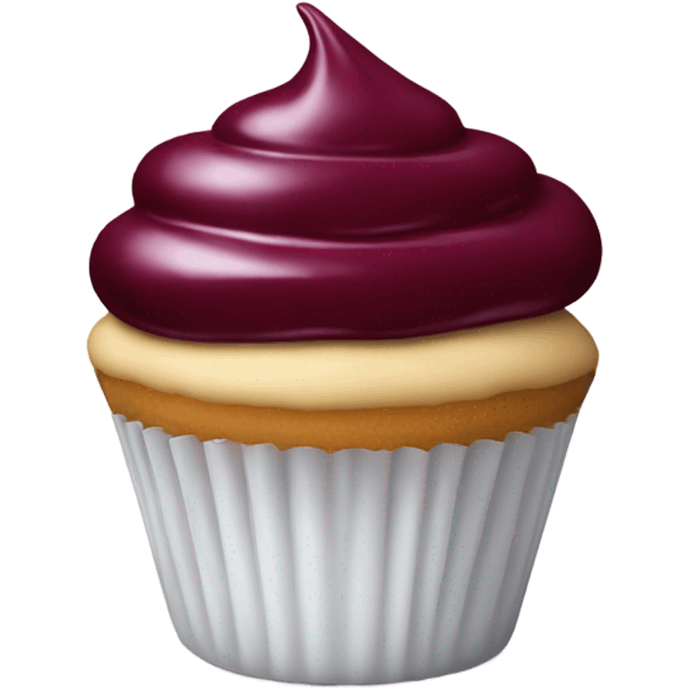 White cupcake with burgundy glaze emoji