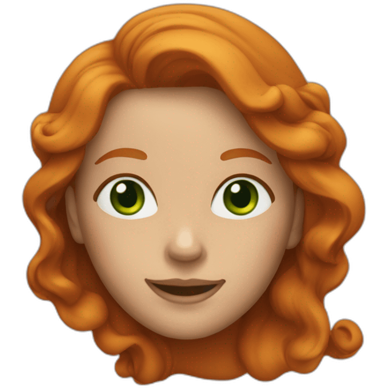 Woman with long wave ginger hair and green eyes, she’s smiling  emoji