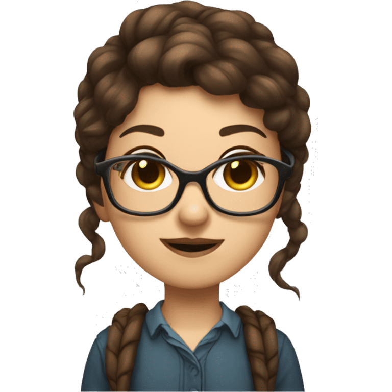 Brown hair brown eyed fantasy Gamer Girl wearing nerd glasses  emoji