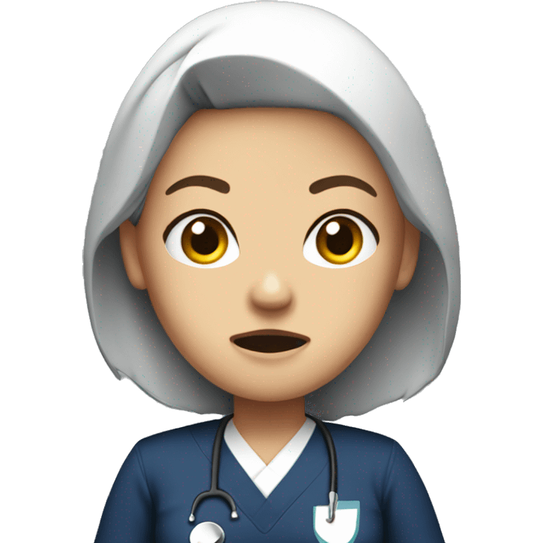 Angry nurse in navy scrubs  emoji