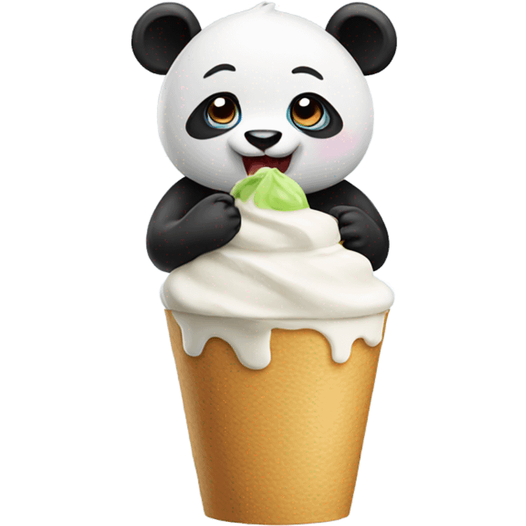 Panda eating frozen yogurt emoji