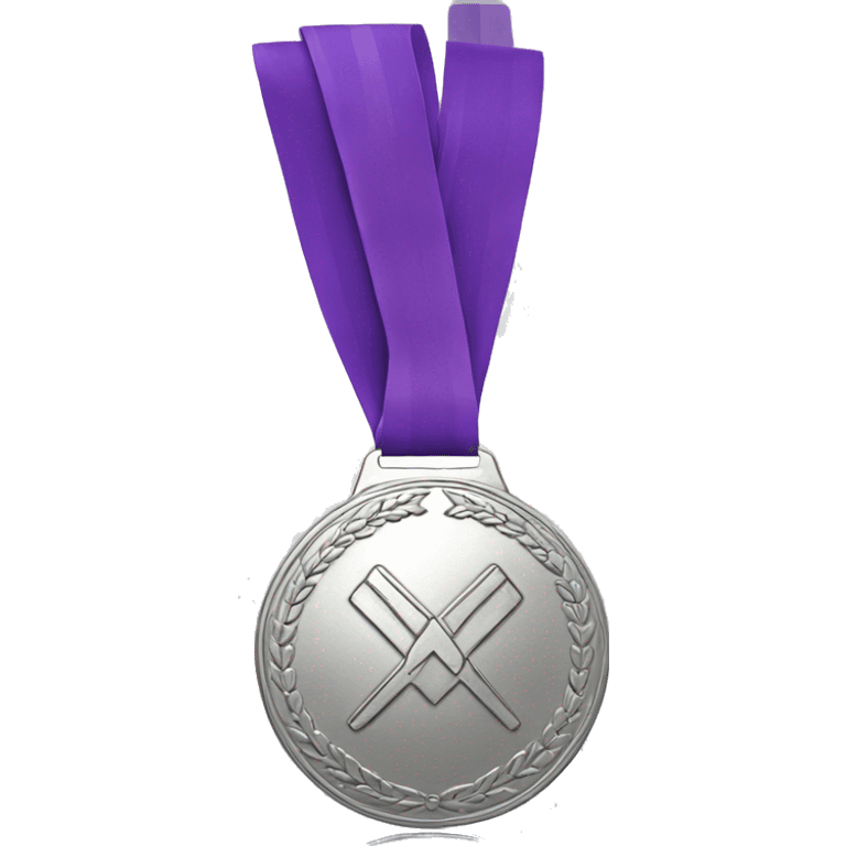 silver olympics medal with purple ribbon emoji