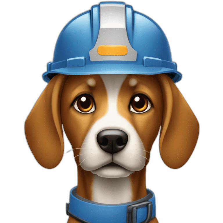 Chien en tenu de sécurité de chantier emoji