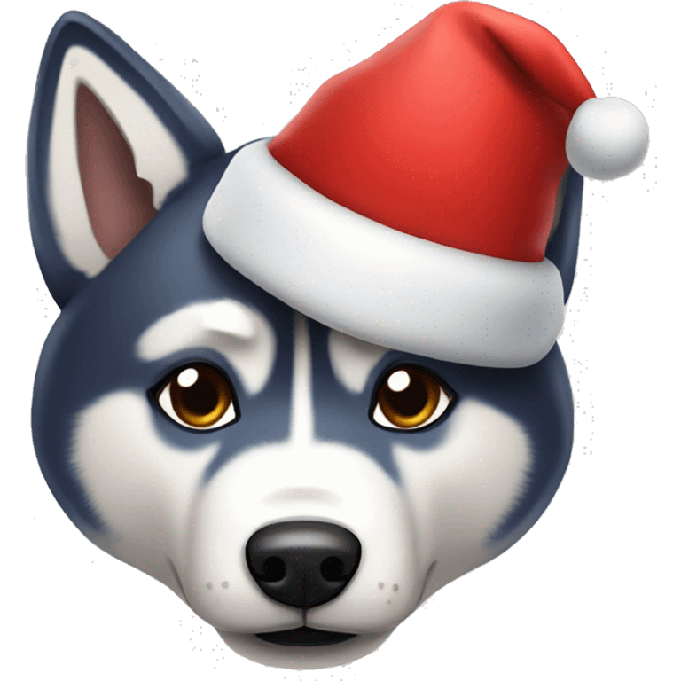 a husky with a Santa hat emoji