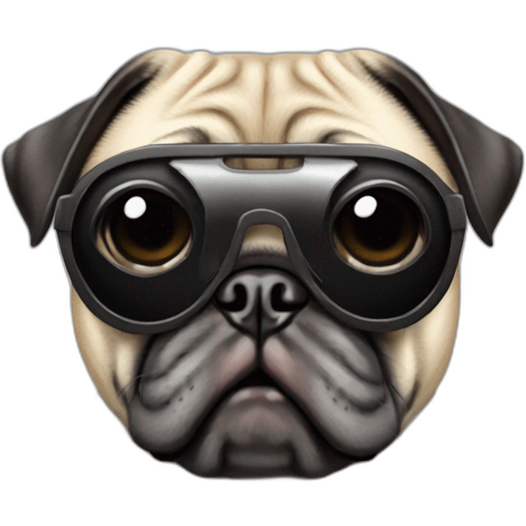 pug with black sunglasses and wearing a cyberpunk suit emoji