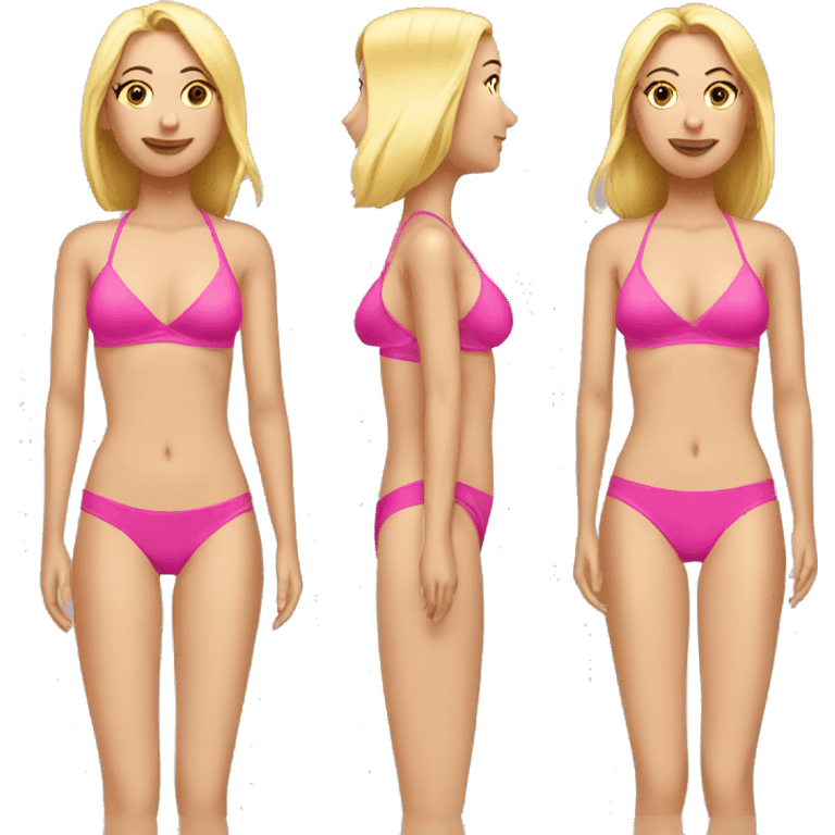 tall blonde girl wearing pink bikini emoji