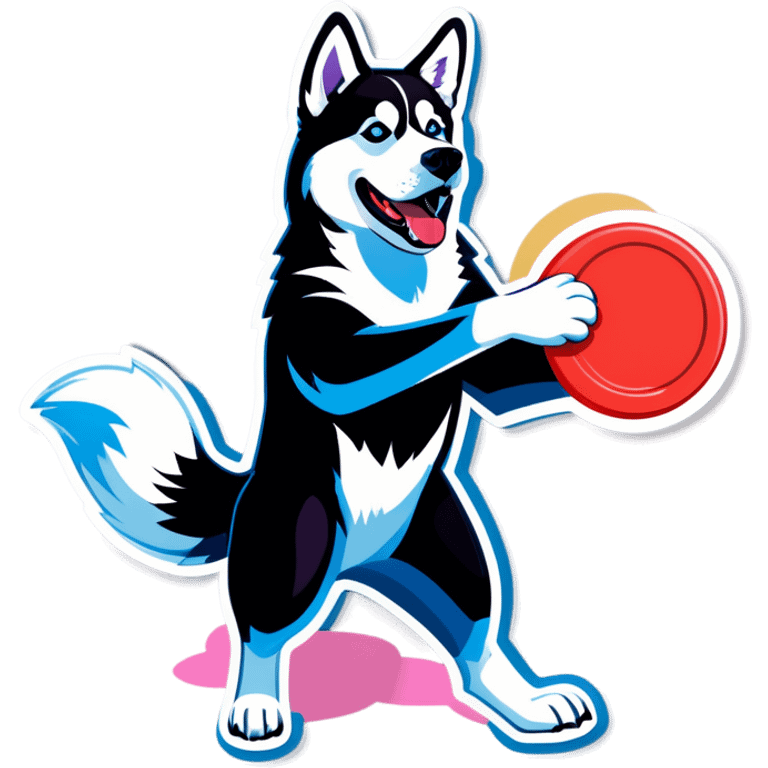 Husky catching a frisbee  emoji