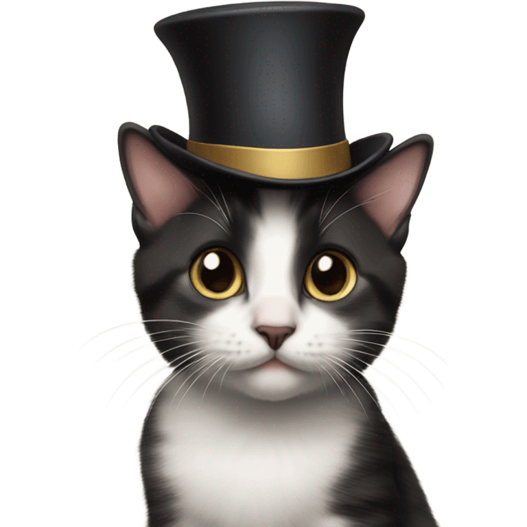 Kitten wearing tiny top hat emoji