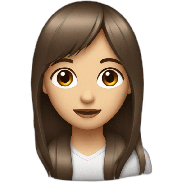 dark-brown-long-hair-fringe-girl-with-black -eyes Download emoji emoji