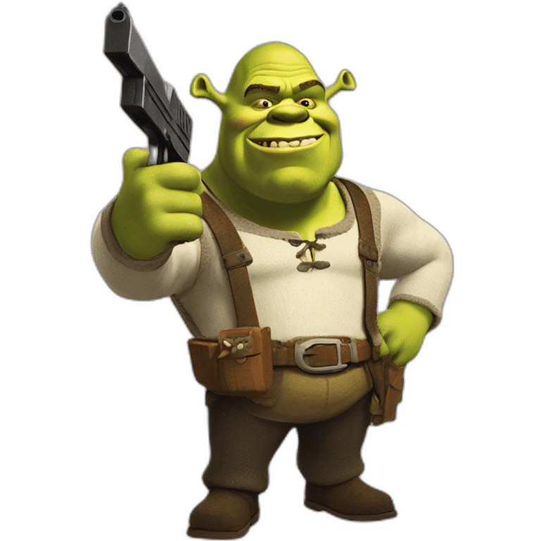 shrek pointing a glock emoji