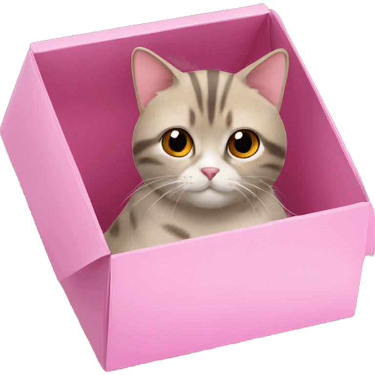 Cat in a pink palm puff box emoji