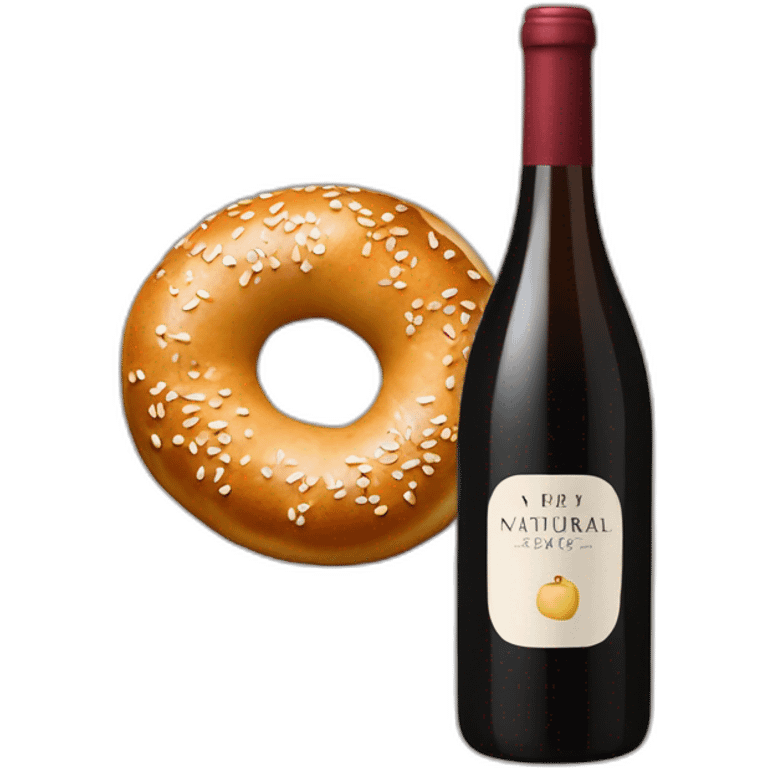 An everything bagel and a bottle of natural wine emoji