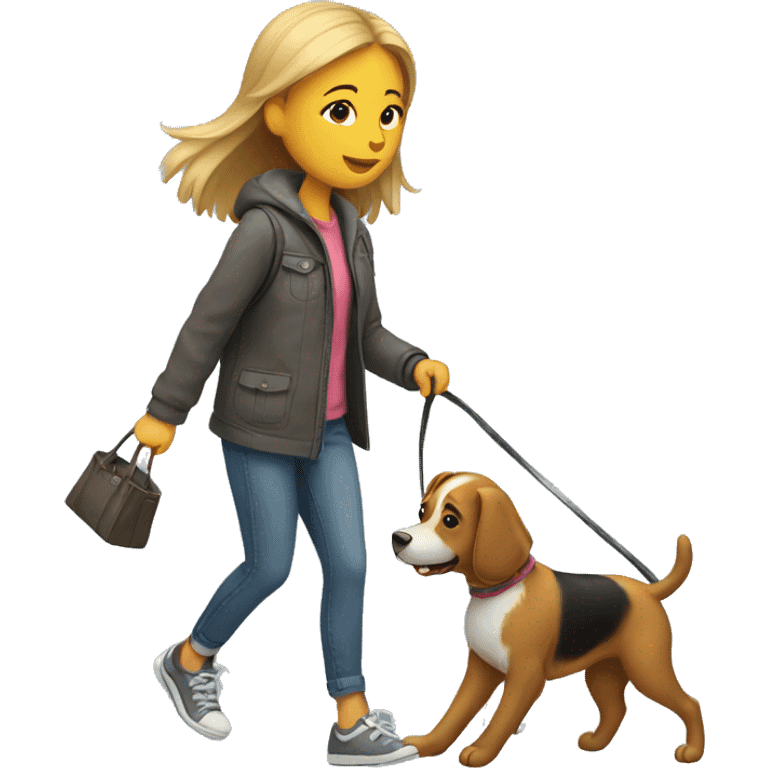 Girl walking a dog  emoji