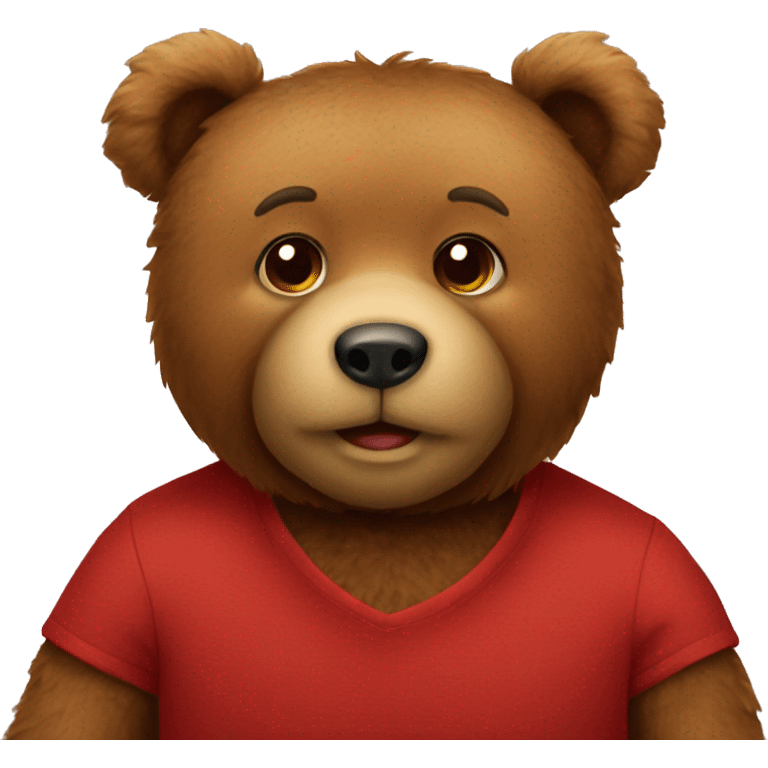 Brown teddy bear with red  emoji