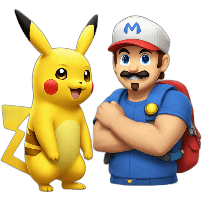 Pikachu with mario emoji