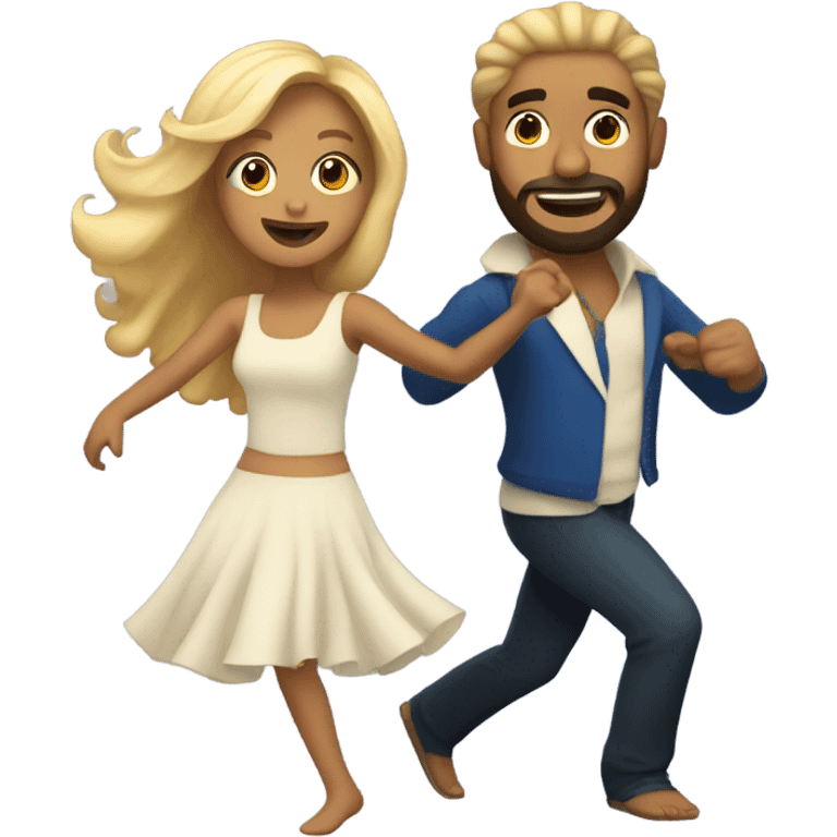 Puerto rican beard short hair with long blonde hair girl dancing emoji