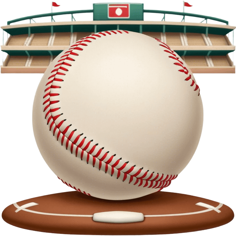 Cinematic Realistic image of a classic baseball, rendered with detailed stitching and textured leather, set against a nostalgic ballpark backdrop with soft, golden lighting that evokes Americana emoji