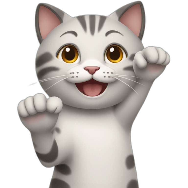 A happy Cat saying hello with one hand emoji