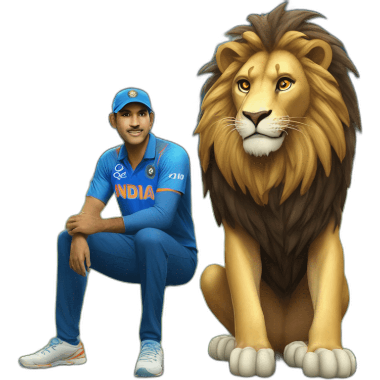 lion sit down on dhoni emoji