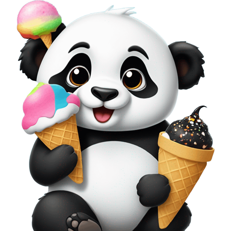 Panda eating ice cream emoji