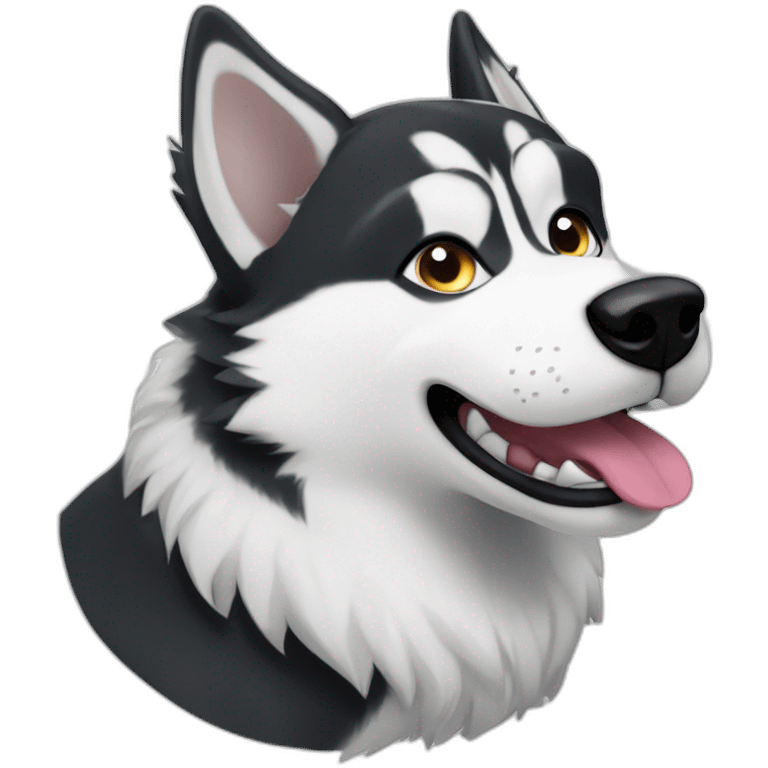 Husky black and white  crazy dog emoji