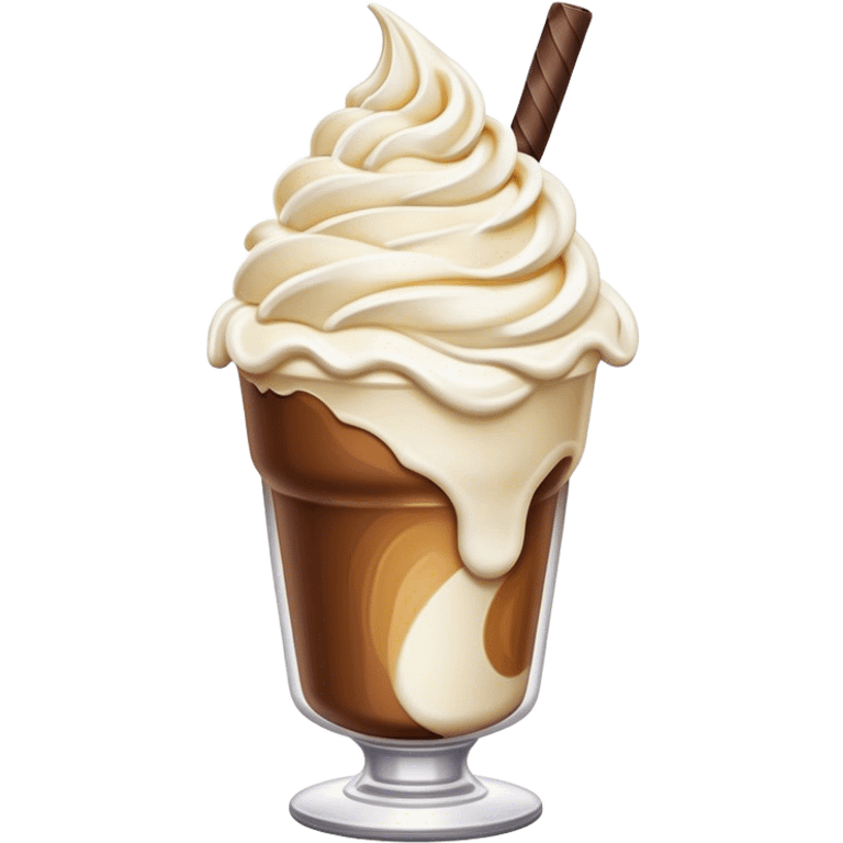 Cinematic Realistic Milkshake Drink Emoji, depicted as a thick, creamy milkshake with a swirl of whipped cream rendered with rich textures and inviting, nostalgic lighting. emoji