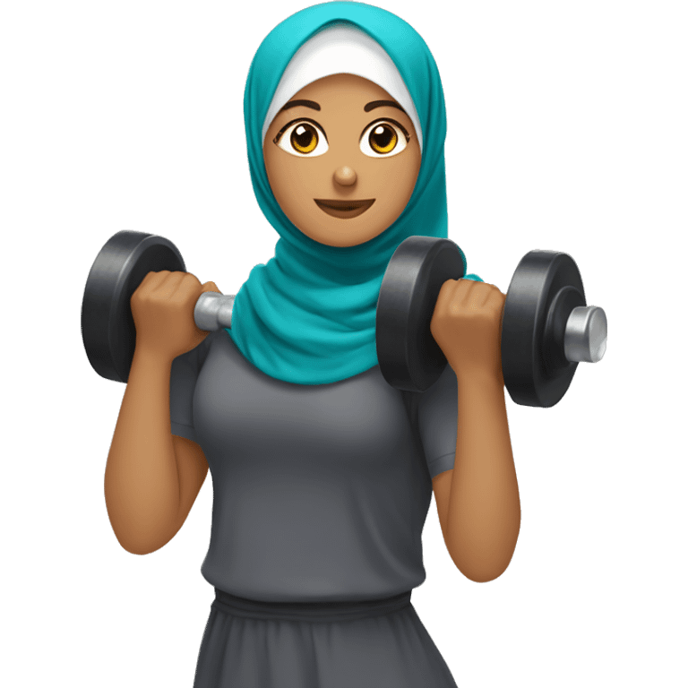 Russian-hijabi-lifting-dumbbell emoji