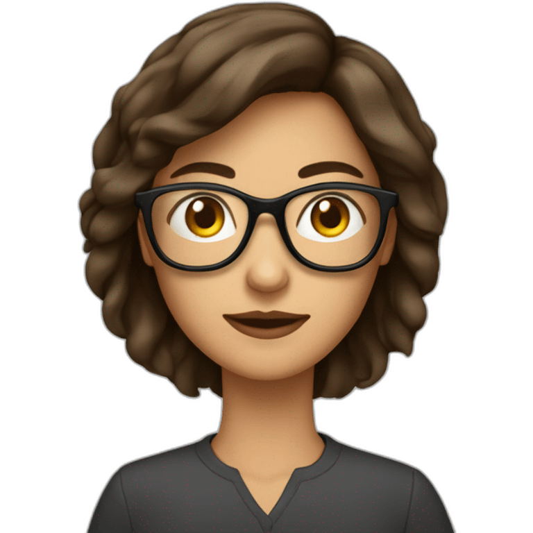 Une femme brune avec un carré et des lunettes emoji