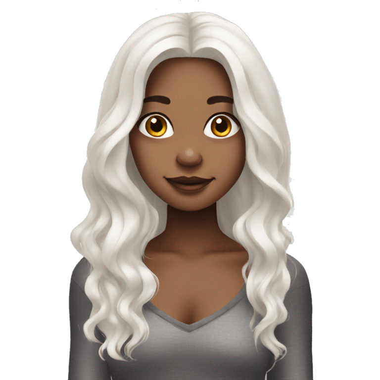 girl with vitiligo and long white hair emoji