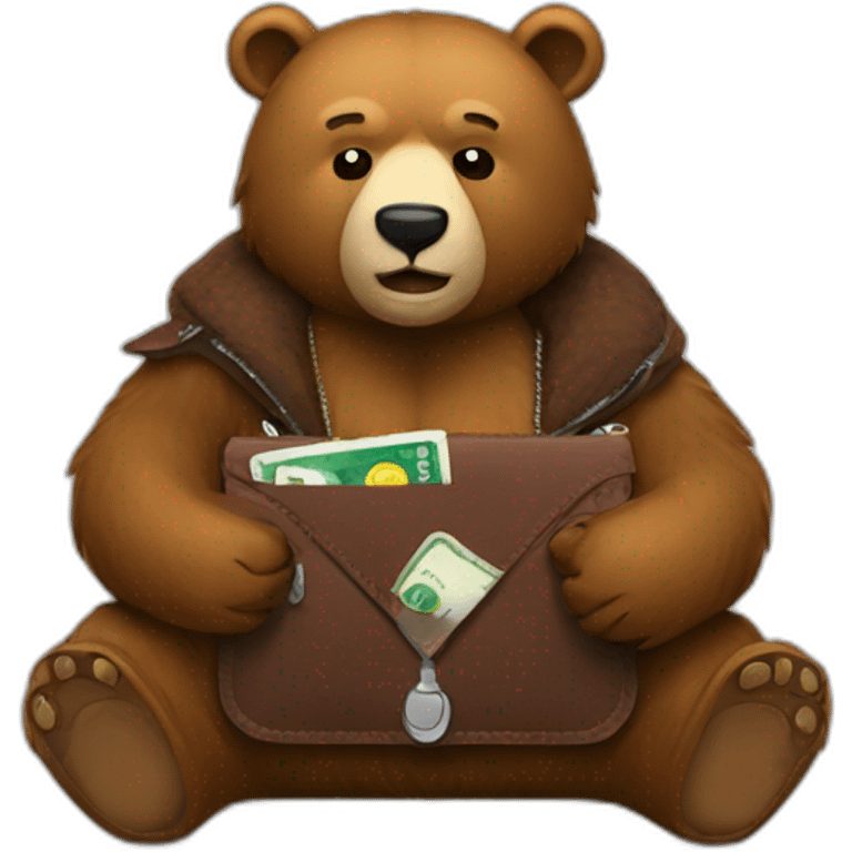 Bear with wallet crypto emoji