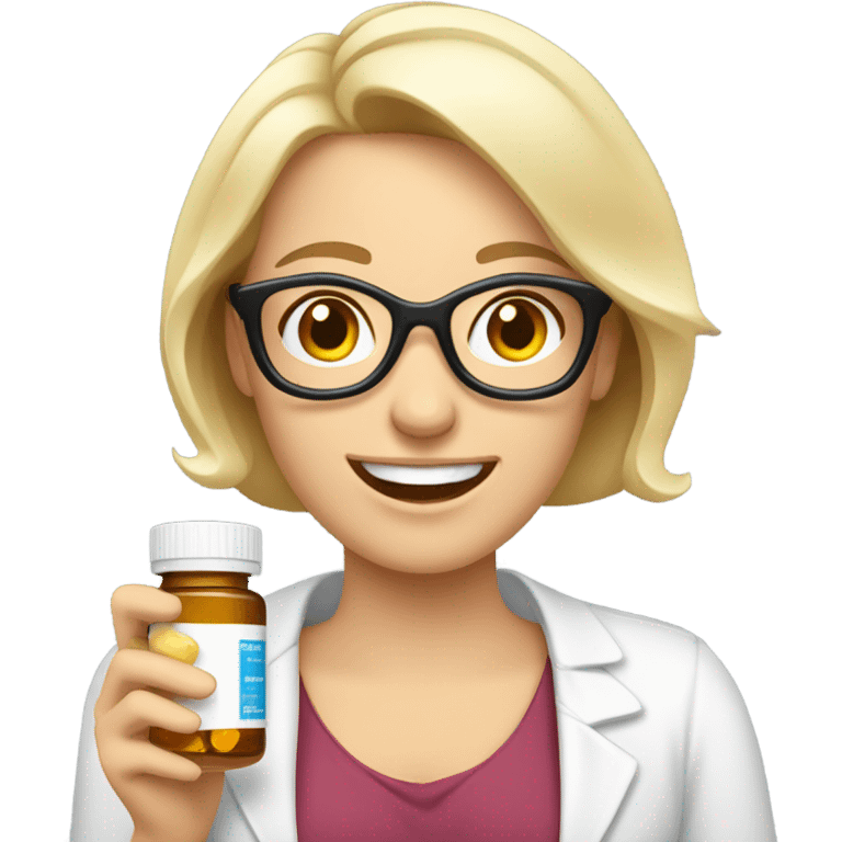 White woman who loves medications emoji