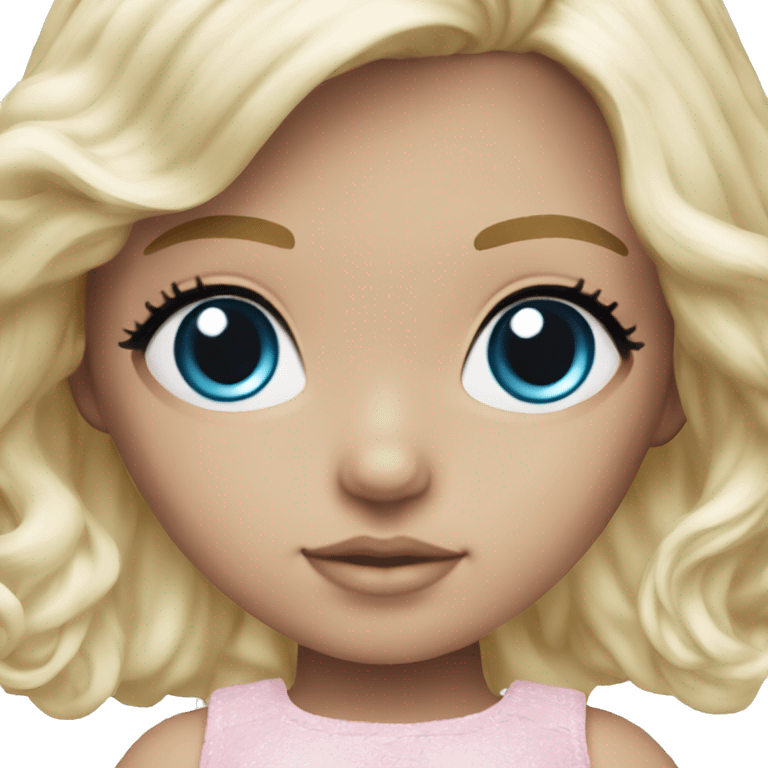 ocean blue doll eyes, blonde hair, feminine, pink, girl, angelic emoji