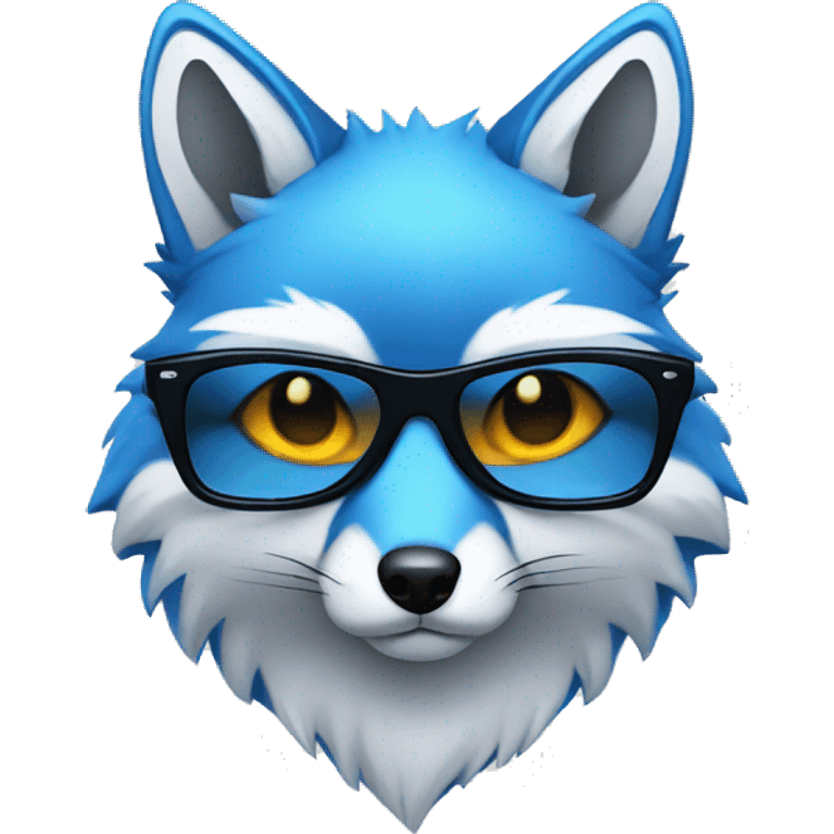 Blue fox with serious face in dark glasses emoji