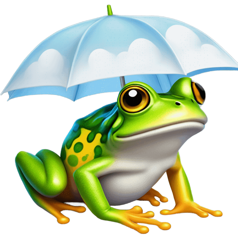 rainbow frog under a cloud umbrella  emoji