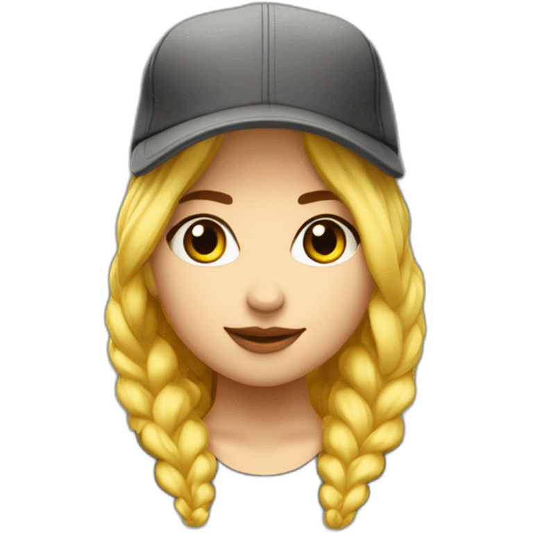 Femme avec des cheveux tressé blonds elle est mince et portons casquette jaune emoji