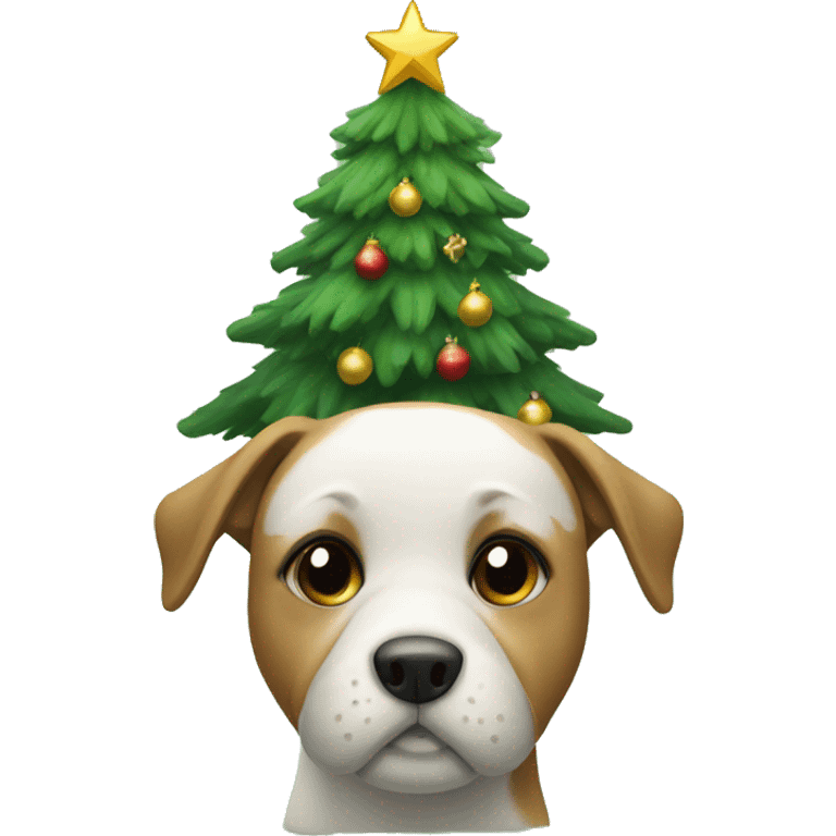 dog with a Christmas tree emoji